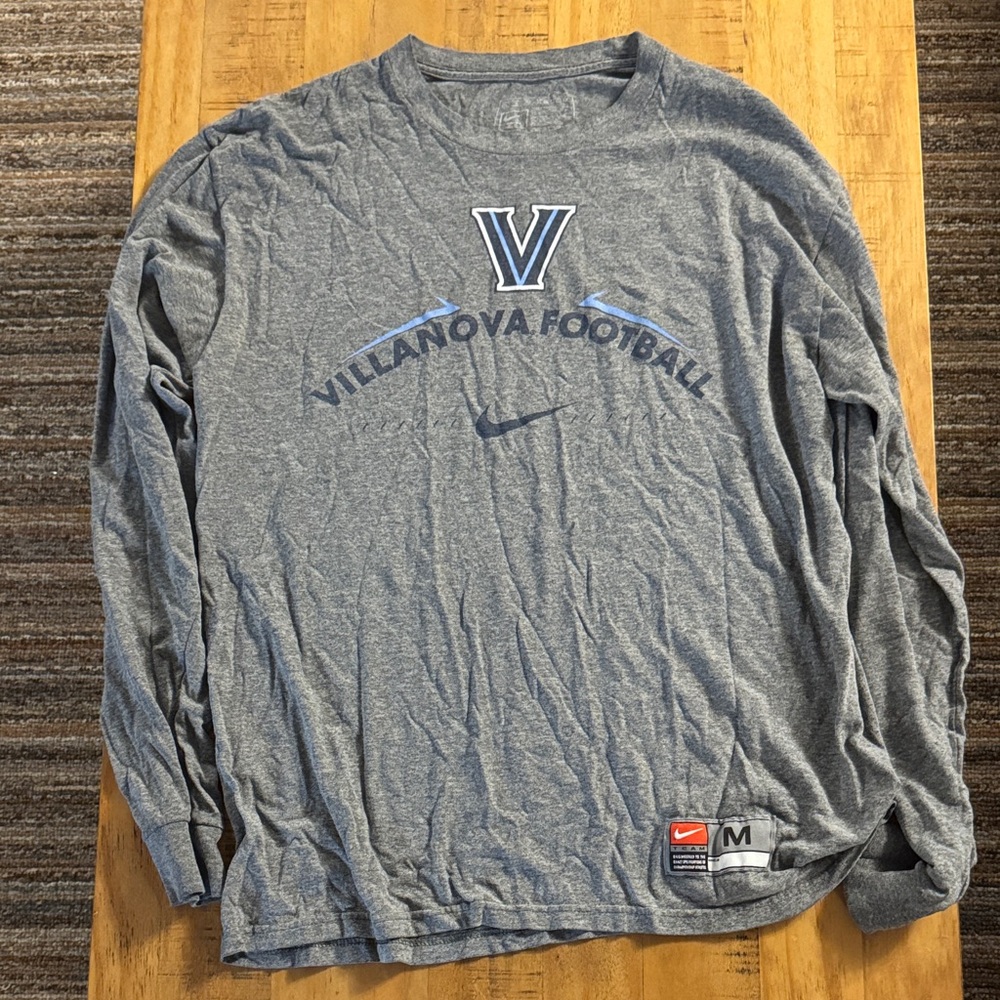 Nike Gray Villanova Football Long Sleeve Tee